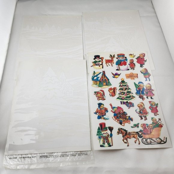 Vintage Christmas Static Cling Window 90s Santa Winter Holiday Decorations Lot - Picture 3 of 8